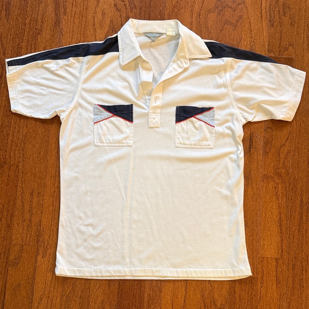 Stylish White Polo Shirt with Blue Details